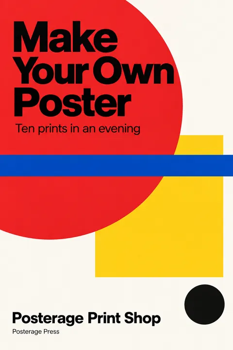 Bauhaus style book cover for a fictional nonfiction: Make Your Own Poster