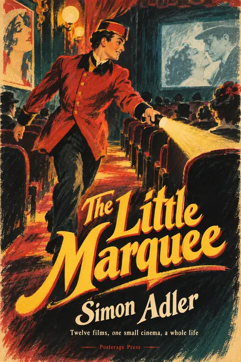 Belle Époque Lithograph style book cover for a fictional fiction: The Little Marquee