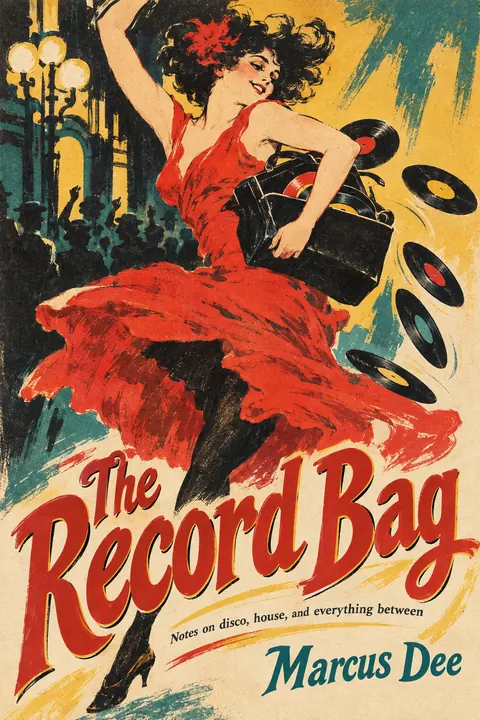Belle Époque Lithograph style book cover for a fictional nonfiction: The Record Bag