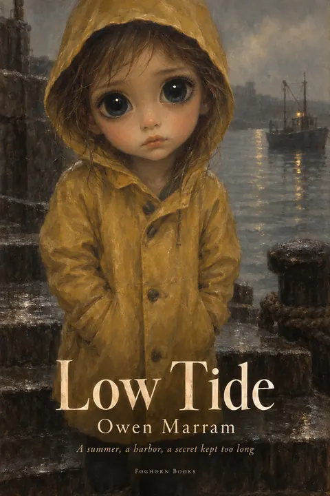 Big Eyes / Keane Waif style book cover for a fictional fiction: Low Tide