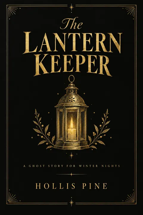 Black and Gold style book cover for a fictional fiction: The Lantern Keeper