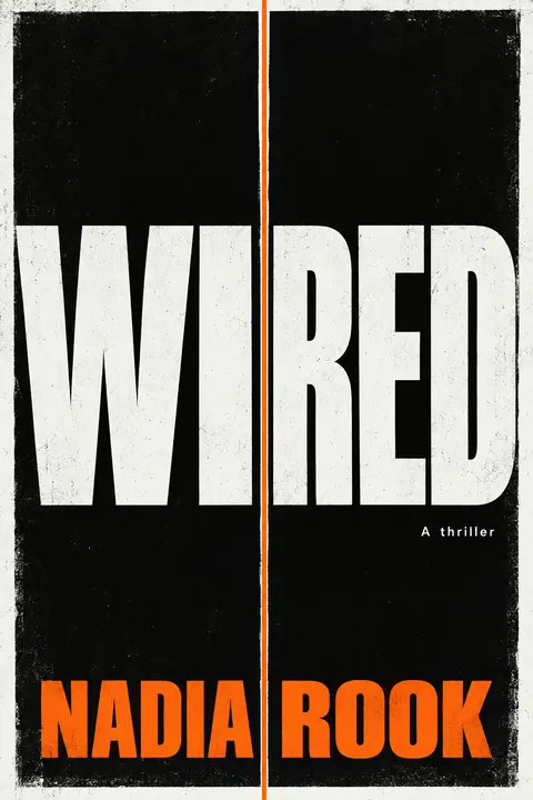 Brutalist Graphic Design style book cover for a fictional fiction: Wired