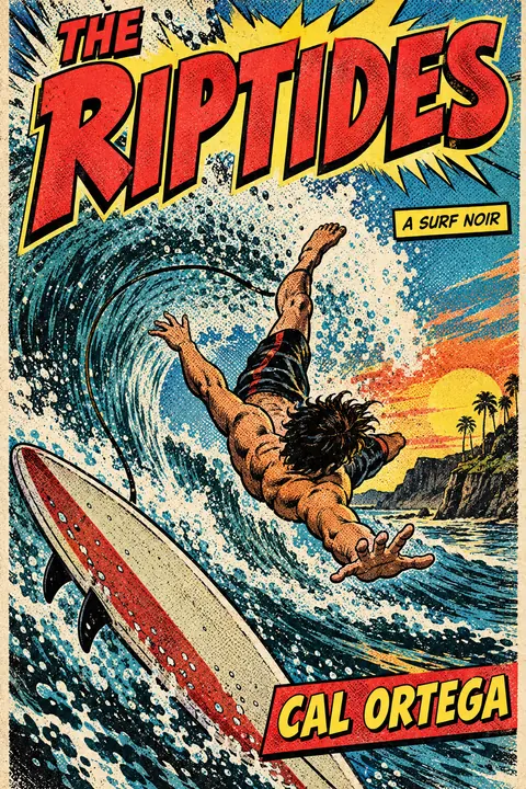 Comic Book style book cover for a fictional fiction: The Riptides