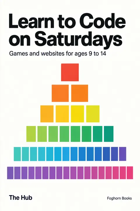 Concrete Art style book cover for a fictional nonfiction: Learn to Code on Saturdays