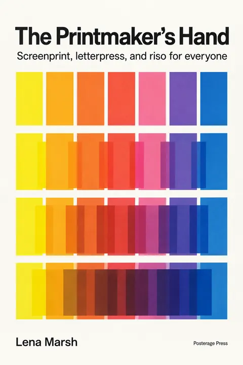 Concrete Art style book cover for a fictional nonfiction: The Printmaker's Hand