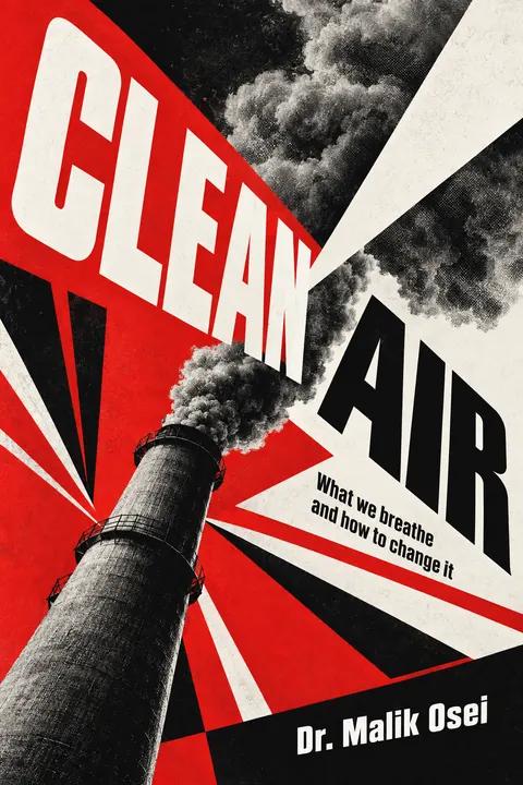 Constructivist style book cover for a fictional nonfiction: Clean Air