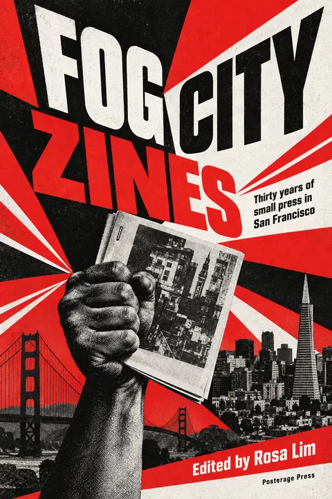 Constructivist style book cover for a fictional nonfiction: Fog City Zines