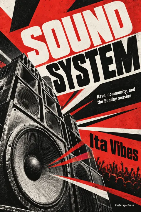 Constructivist style book cover for a fictional nonfiction: Sound System