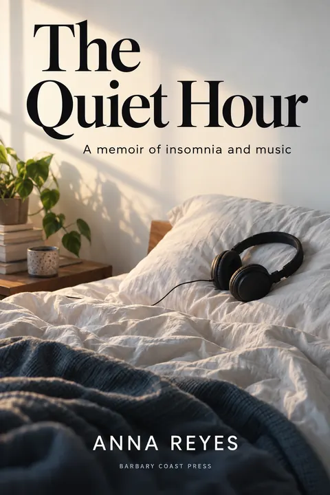 Contemporary Editorial style book cover for a fictional nonfiction: The Quiet Hour
