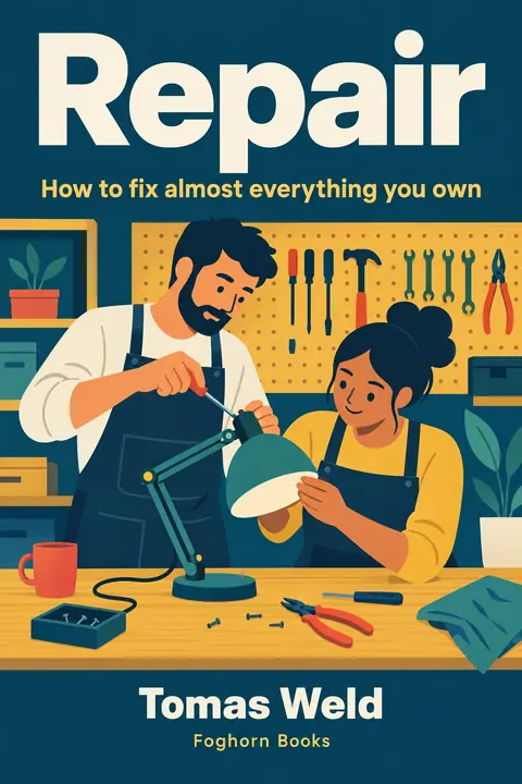 Contemporary Flat Illustration style book cover for a fictional nonfiction: Repair