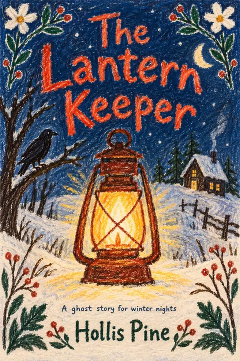 Crayon Folk Handmade style book cover for a fictional fiction: The Lantern Keeper