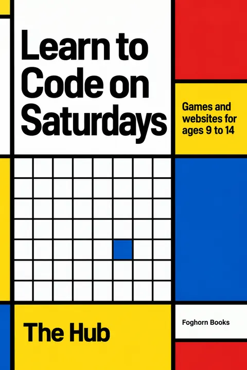 De Stijl style book cover for a fictional nonfiction: Learn to Code on Saturdays