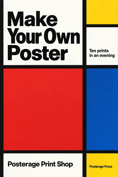 De Stijl style book cover for a fictional nonfiction: Make Your Own Poster