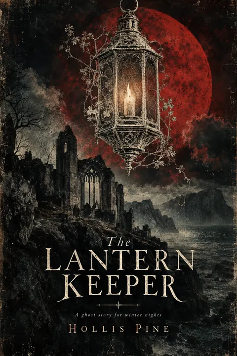 4AD Records style book cover for a fictional fiction: The Lantern Keeper
