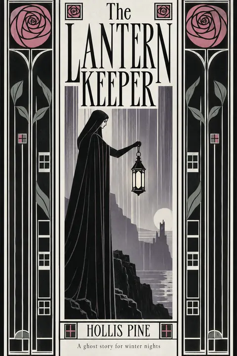 Glasgow Style style book cover for a fictional fiction: The Lantern Keeper
