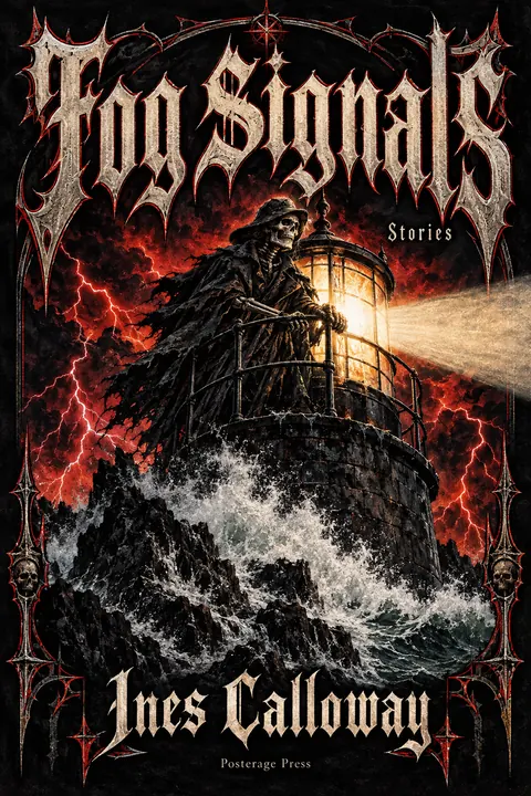 Heavy Metal Concert Poster style book cover for a fictional fiction: Fog Signals