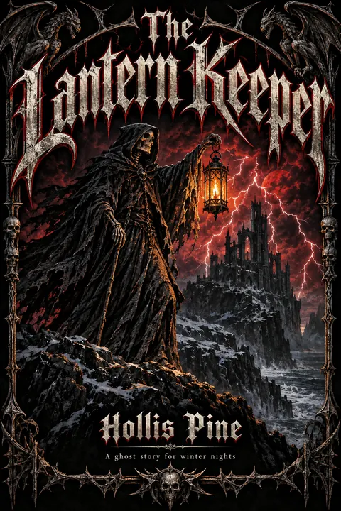 Heavy Metal Concert Poster style book cover for a fictional fiction: The Lantern Keeper
