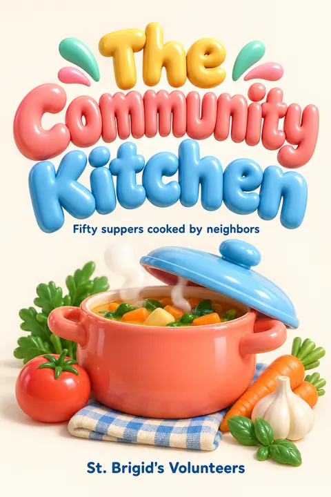 Inflated 3D style book cover for a fictional nonfiction: The Community Kitchen