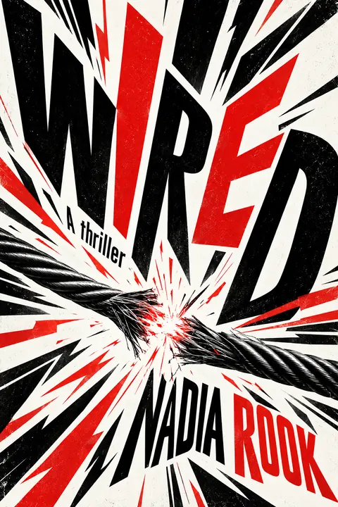 Italian Futurist Typography style book cover for a fictional fiction: Wired