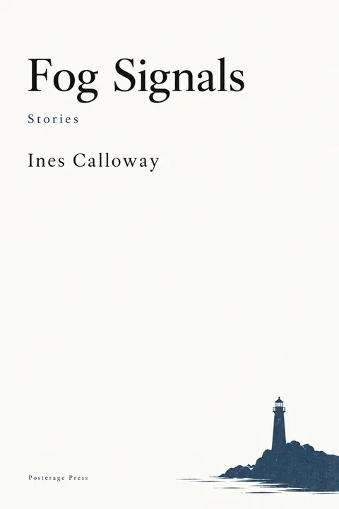 Japanese Minimal Poster style book cover for a fictional fiction: Fog Signals