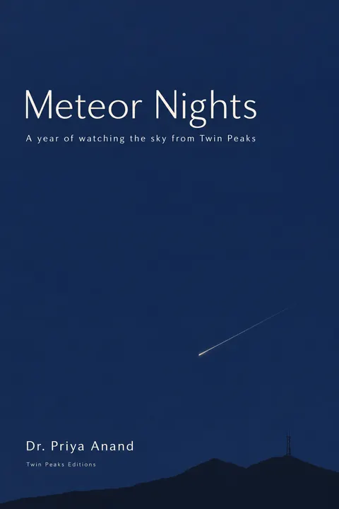 Japanese Minimal Poster style book cover for a fictional nonfiction: Meteor Nights