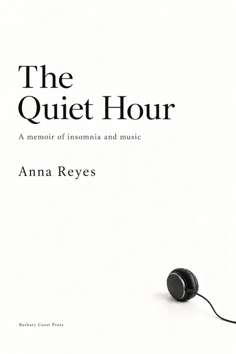 Japanese Minimal Poster style book cover for a fictional nonfiction: The Quiet Hour