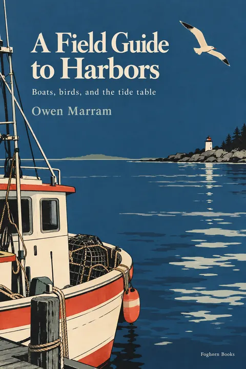 Japonisme style book cover for a fictional nonfiction: A Field Guide to Harbors