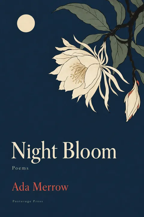 Japonisme style book cover for a fictional fiction: Night Bloom