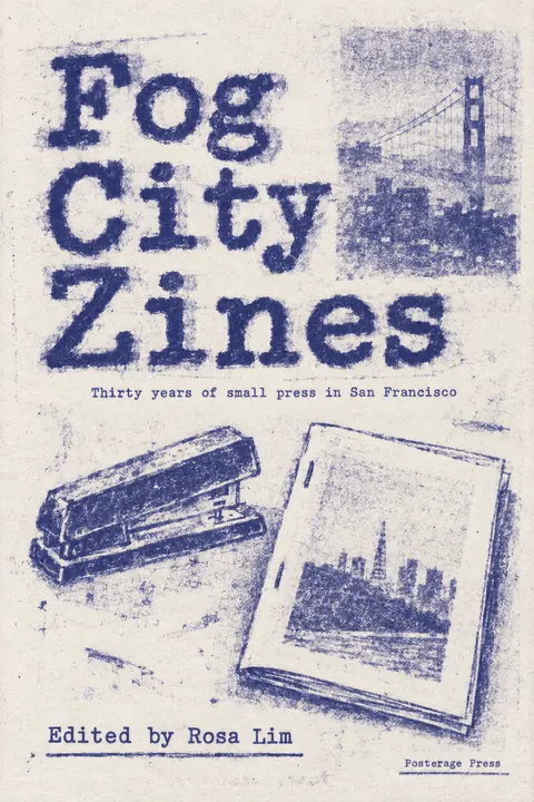 Mimeograph / Ditto Machine style book cover for a fictional nonfiction: Fog City Zines