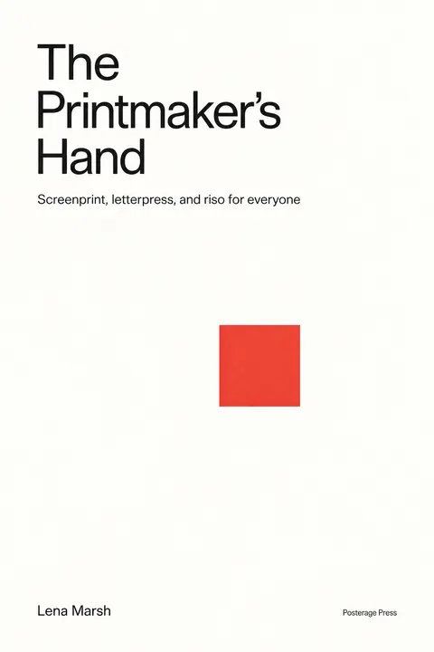 Minimalism (Art) style book cover for a fictional nonfiction: The Printmaker's Hand