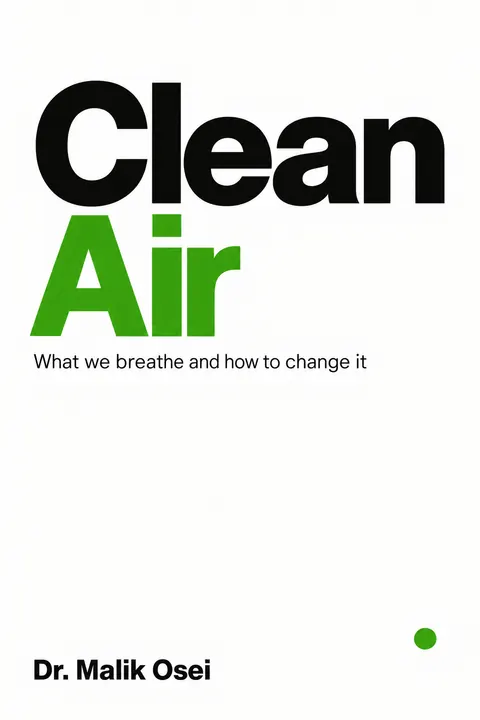 Monochrome + Single Accent style book cover for a fictional nonfiction: Clean Air