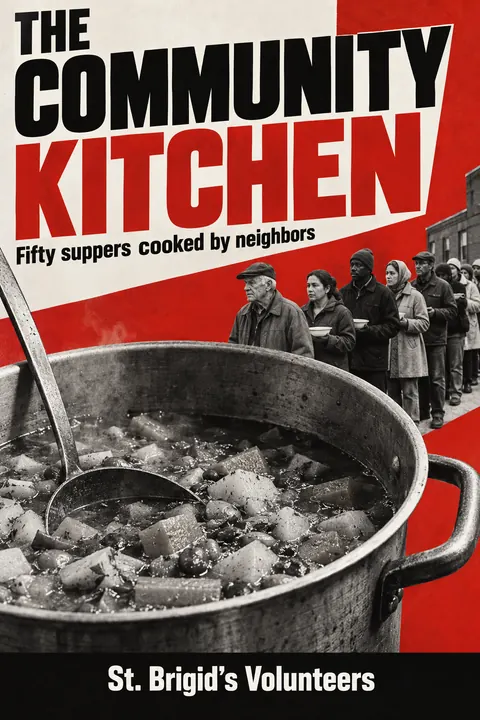 Neue Sachlichkeit / New Objectivity style book cover for a fictional nonfiction: The Community Kitchen