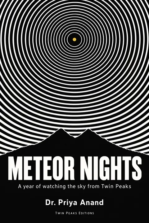 Op Art style book cover for a fictional nonfiction: Meteor Nights