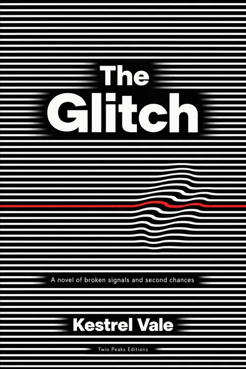 Op Art style book cover for a fictional fiction: The Glitch
