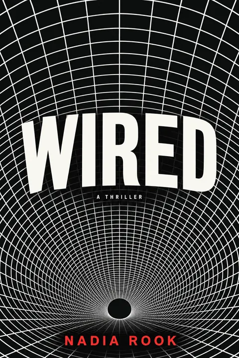 Op Art style book cover for a fictional fiction: Wired