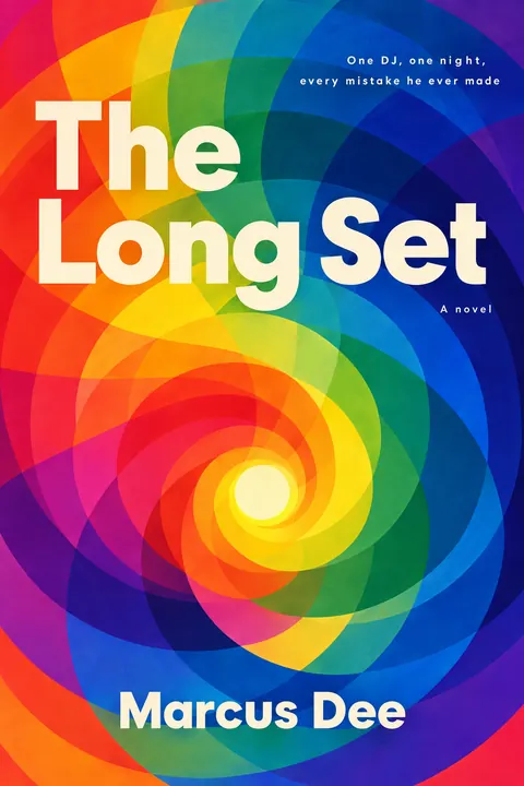 Orphism / Simultanism style book cover for a fictional fiction: The Long Set