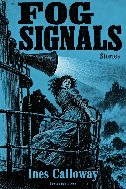 Penny Dreadful / Sensation Novel Cover style book cover for a fictional fiction: Fog Signals