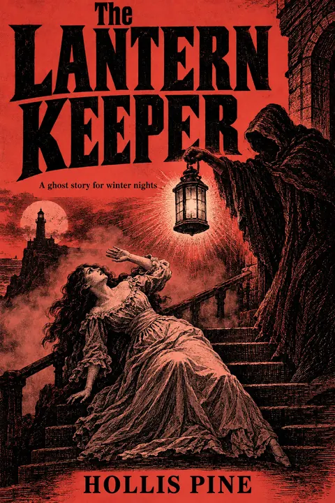 Penny Dreadful / Sensation Novel Cover style book cover for a fictional fiction: The Lantern Keeper