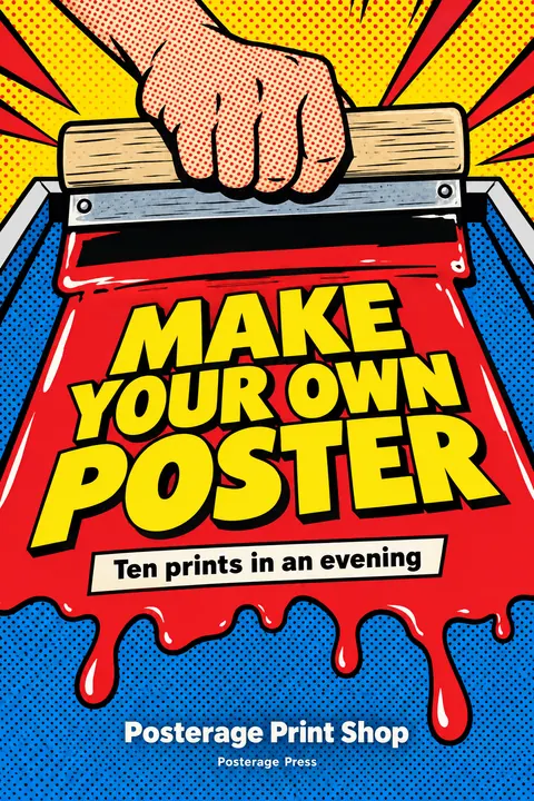Pop Art style book cover for a fictional nonfiction: Make Your Own Poster