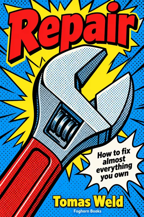 Pop Art style book cover for a fictional nonfiction: Repair