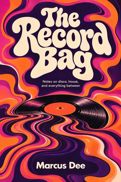 Psychedelic style book cover for a fictional nonfiction: The Record Bag