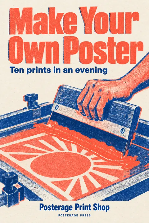 Risograph style book cover for a fictional nonfiction: Make Your Own Poster