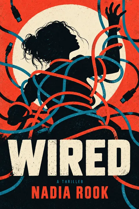 Screenprint Pop style book cover for a fictional fiction: Wired
