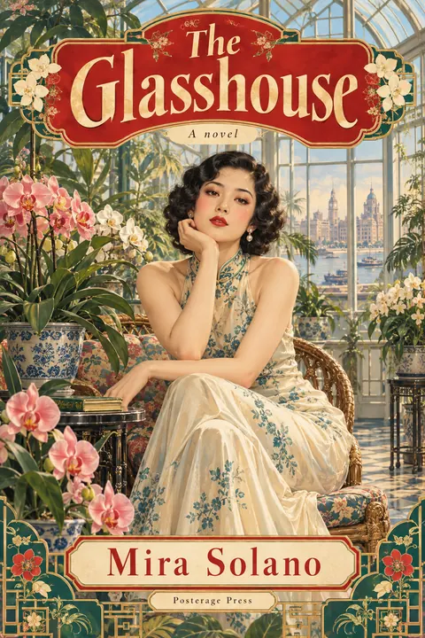 Shanghai Calendar Poster / Yuefenpai style book cover for a fictional fiction: The Glasshouse