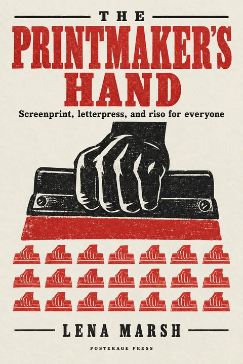 Stamp / Letterpress (Modernised) style book cover for a fictional nonfiction: The Printmaker's Hand