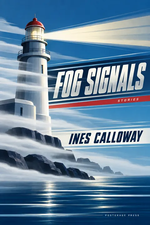 Streamline Moderne style book cover for a fictional fiction: Fog Signals