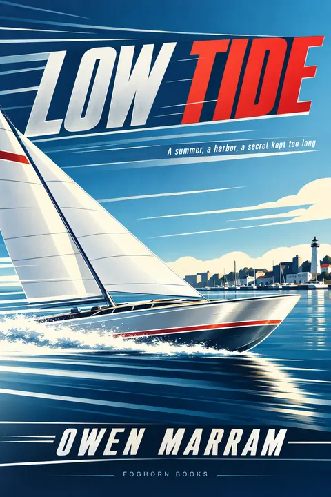 Streamline Moderne style book cover for a fictional fiction: Low Tide