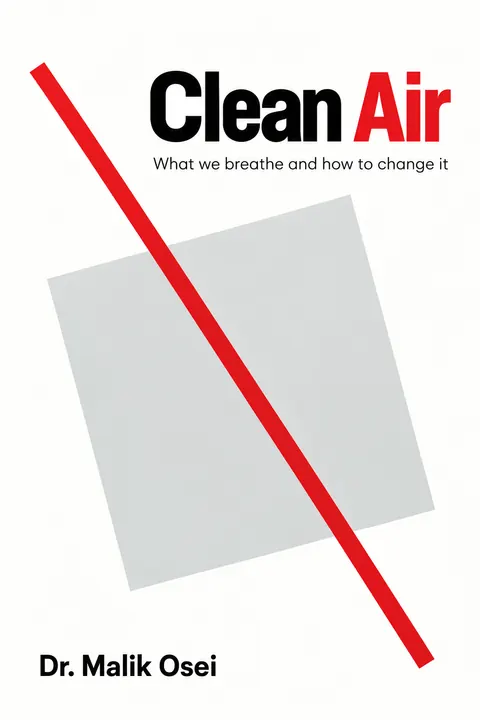 Suprematism style book cover for a fictional nonfiction: Clean Air