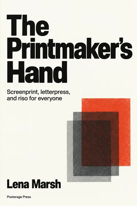 Swiss typography style book cover for a fictional nonfiction: The Printmaker's Hand