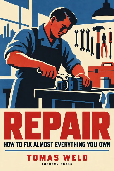 WPA / New Deal style book cover for a fictional nonfiction: Repair
